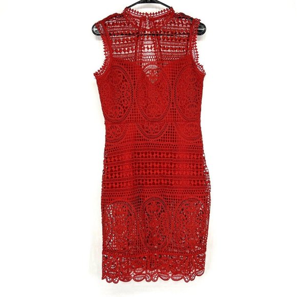 Lovers + Friends Dress Red Blush Cutout Lace Open Back Sleeveless - Picture 3 of 12